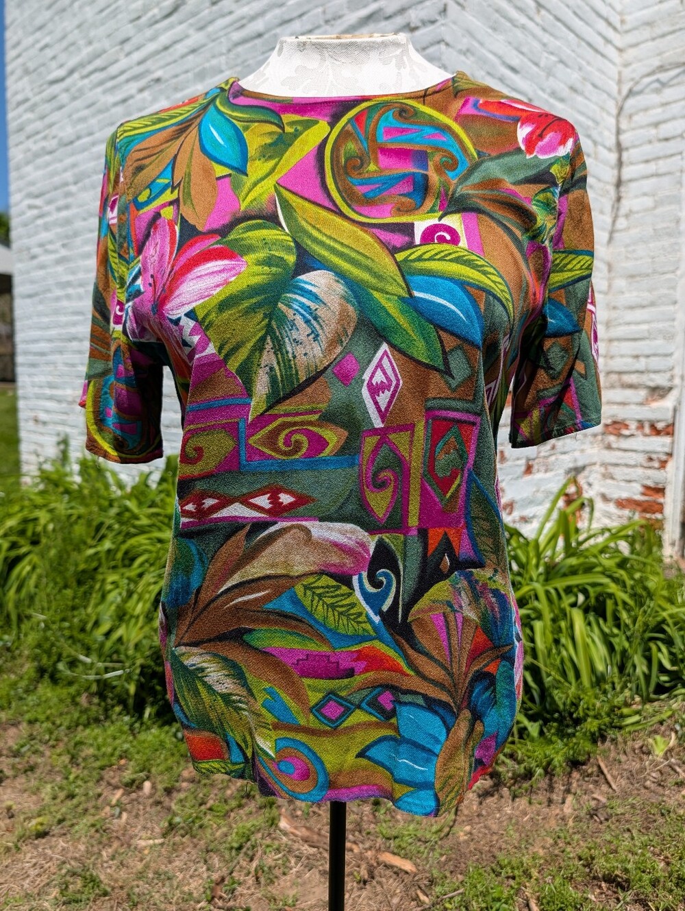 VTG Tropical Print Blouse